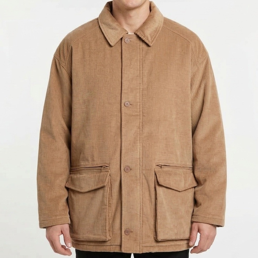 Himalaya Outfitters Men's 3XLT Corduroy Tan Quilted Lined Barn Coat Field Jacket